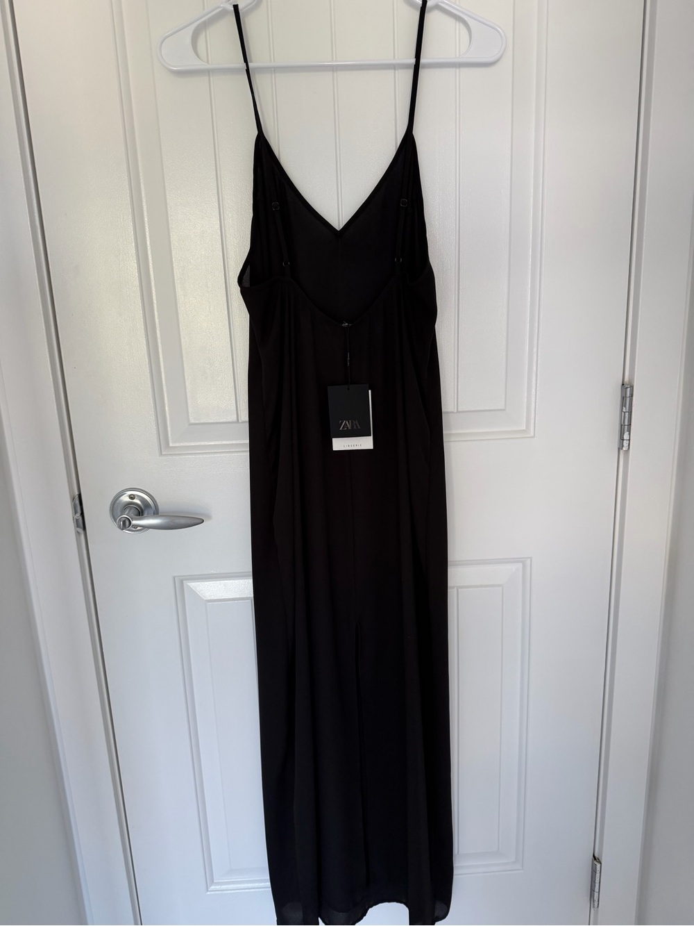 Zara Black Spaghetti-Strap Maxi Slip Dress (lingerie line) Sz M